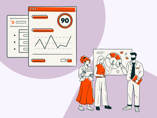 Marketers gather around a graph to discuss generative engine optimization statistics