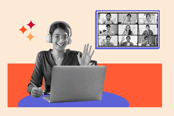 person looks at webinar landing page examples on a laptop