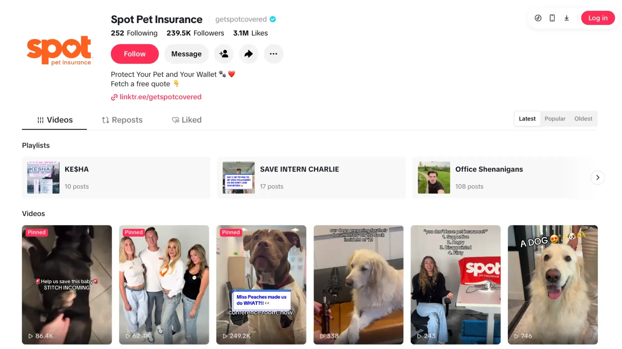Spot Pet Insurance TikTok