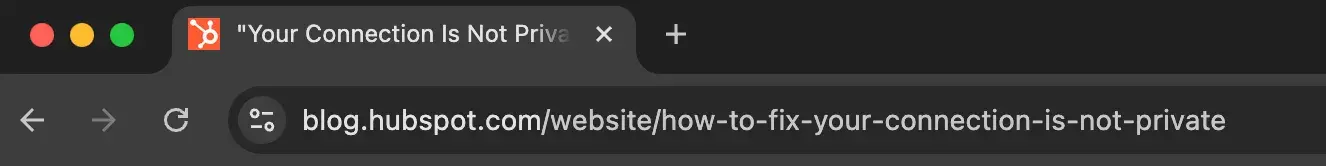 browsers URL bar displaying URL /website/how-to-fix-your-connection-is-not-private