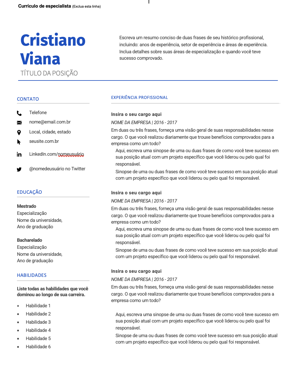 modelo de currículo