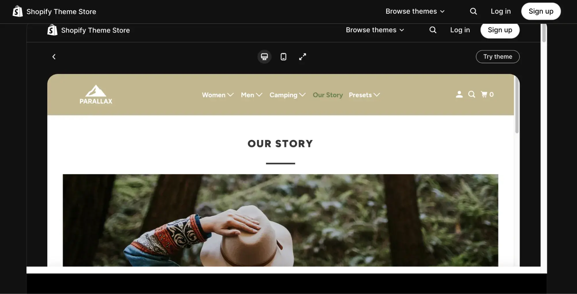 shopify template for about page