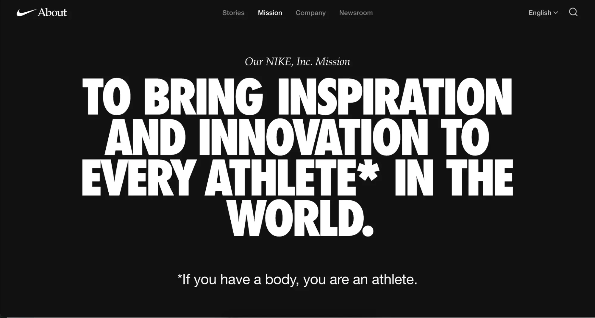 mission statement example on an about us page