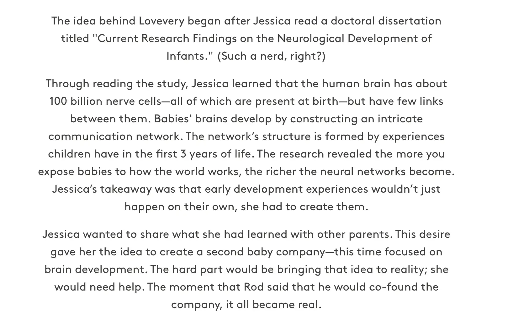 founder story on about us page