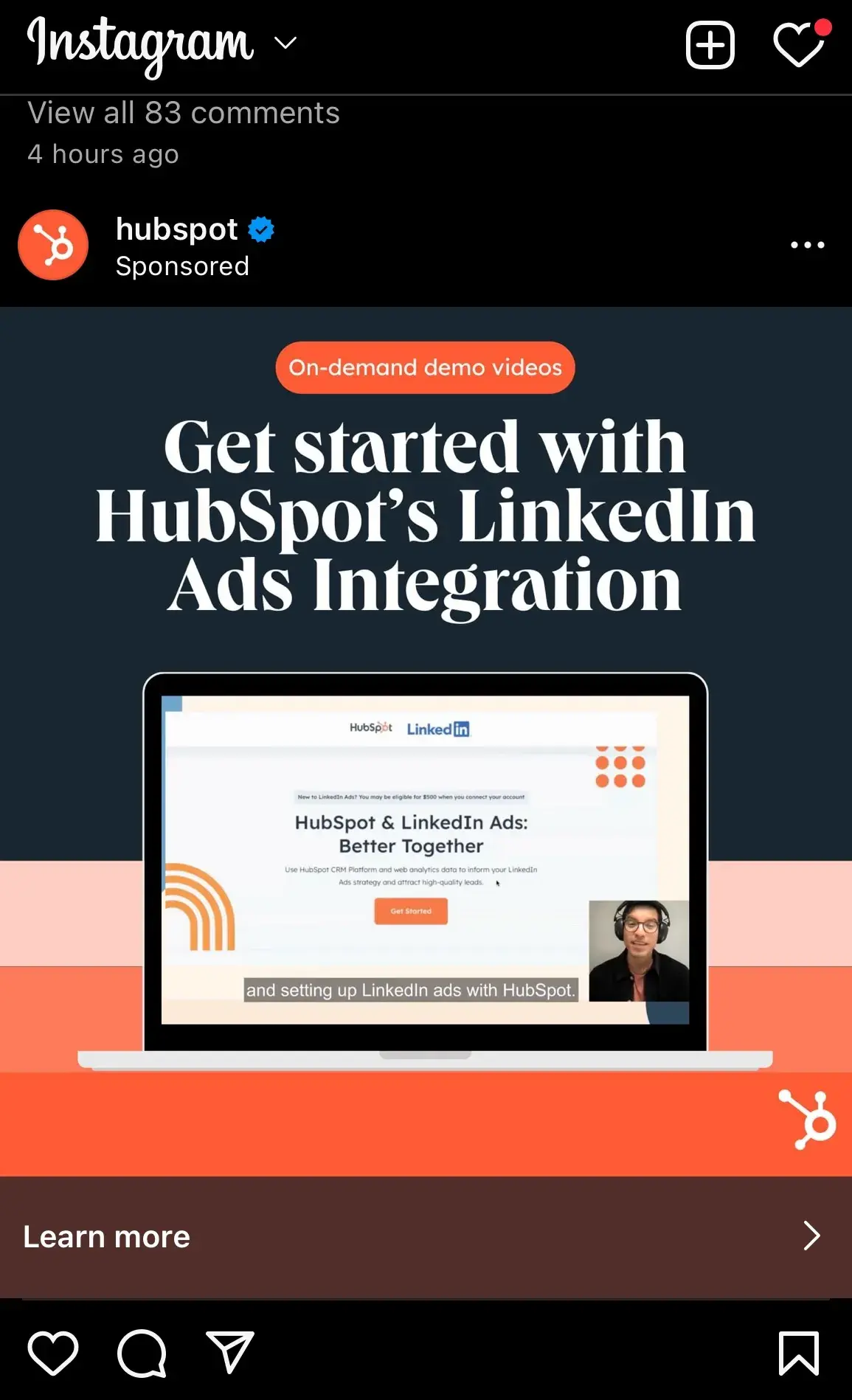 Screencap of a ̽ѡ ad on Instagram.