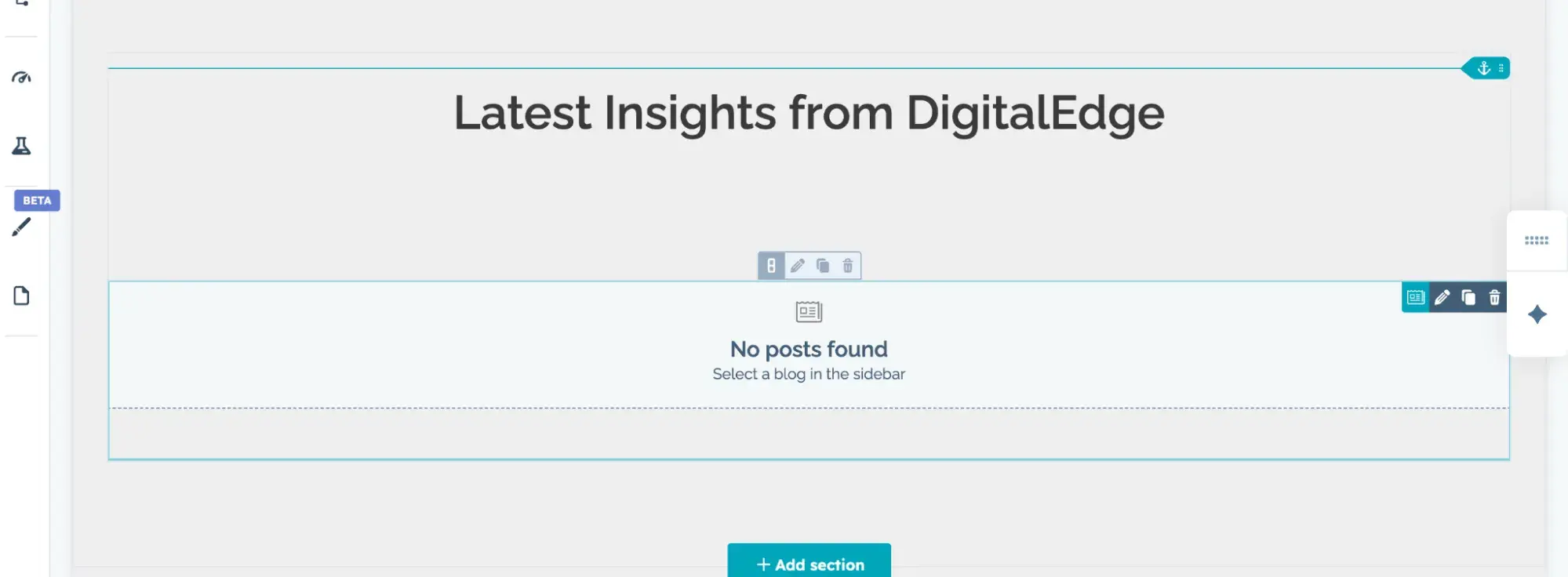 blog posts module in a section of the hubspot ai-generated website example