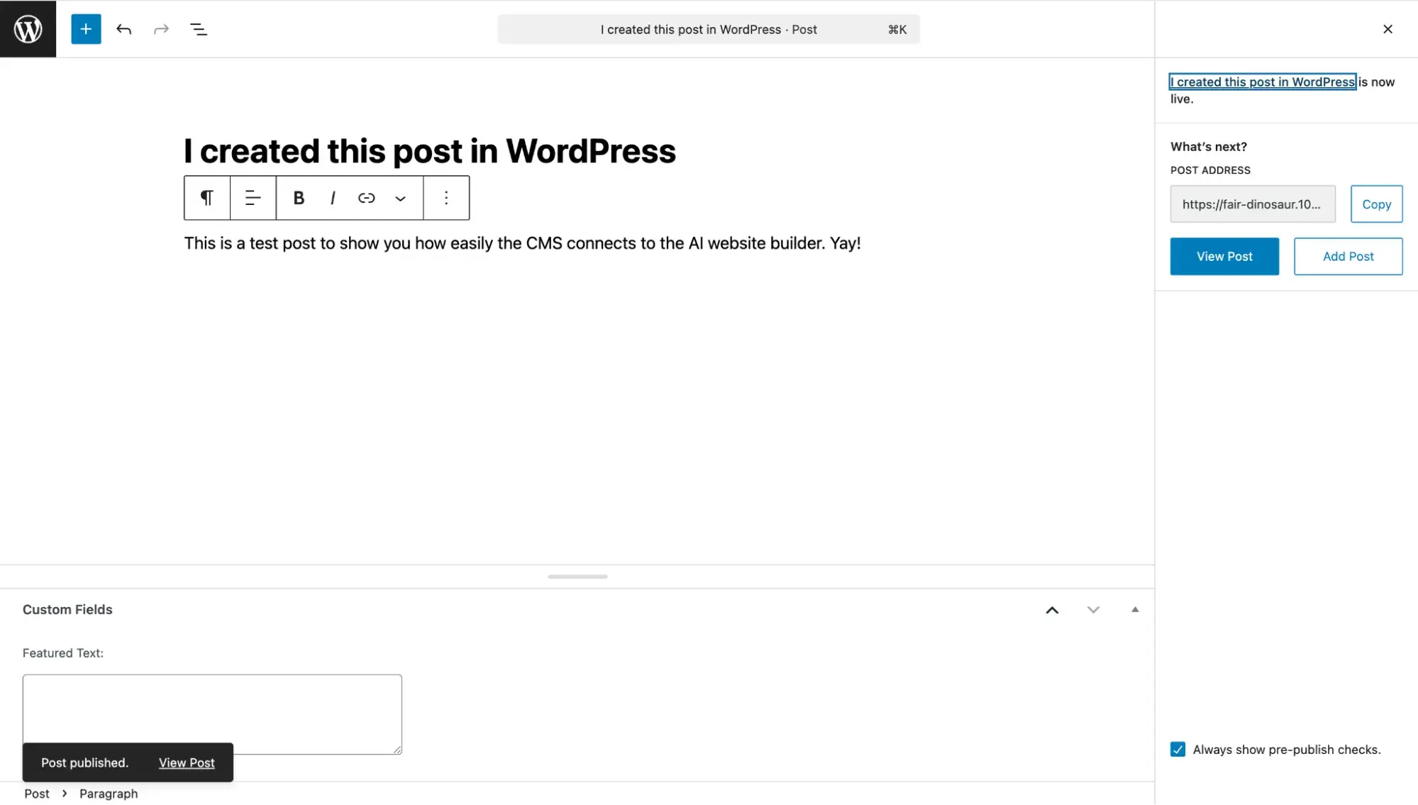 wordpress blog editor