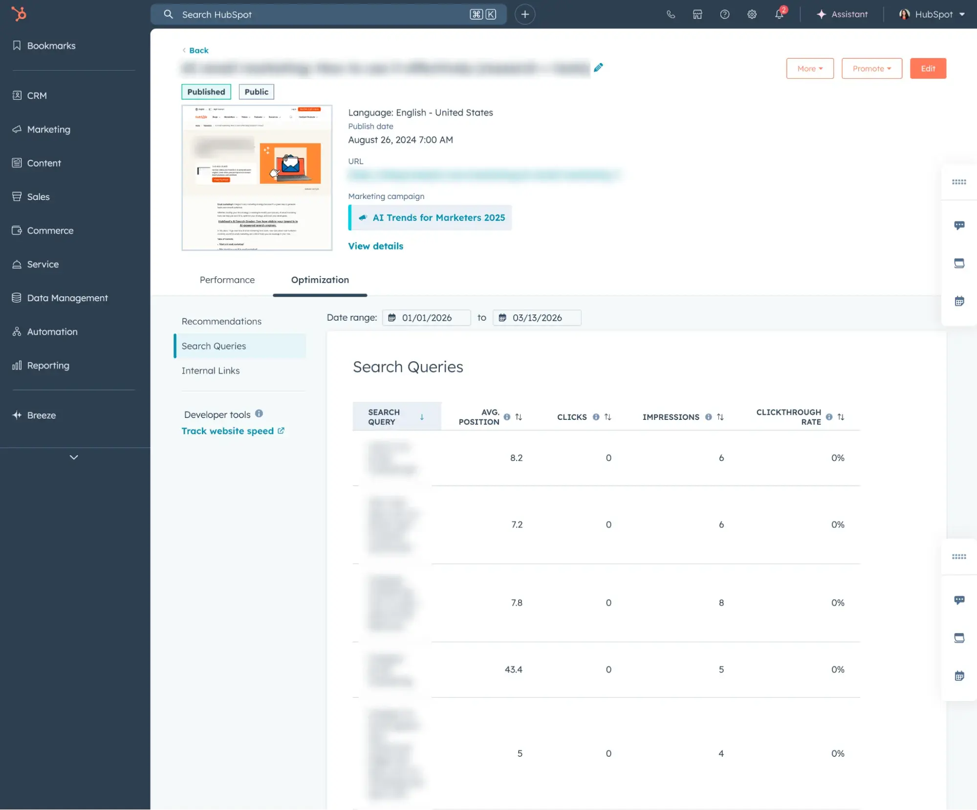 hubspot’s seo recommendations help make ai content optimization easier