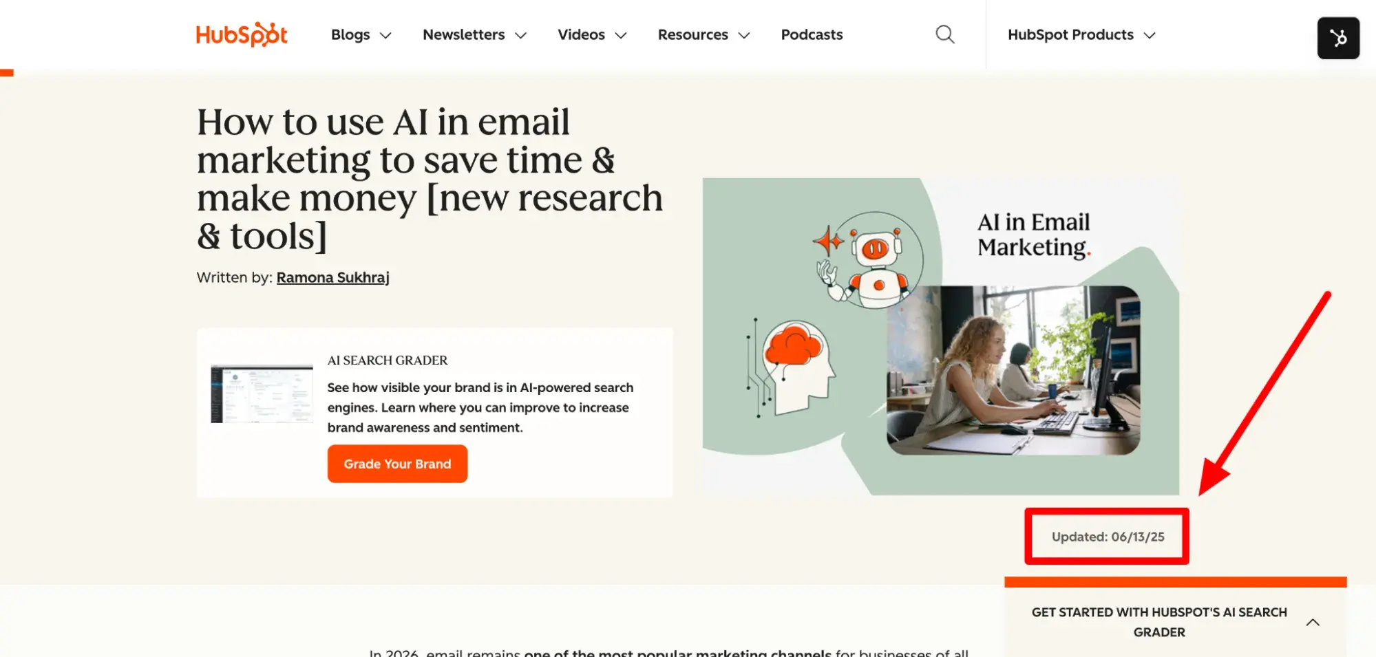AI content optimization means keeping your content up to date and accurate. Be transparent by adding last updated dates to your content.