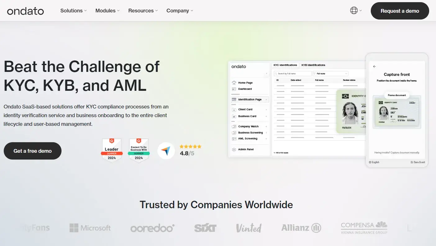 screenshot of Ondatos homepage, a company using AI to improve customer loyalty.