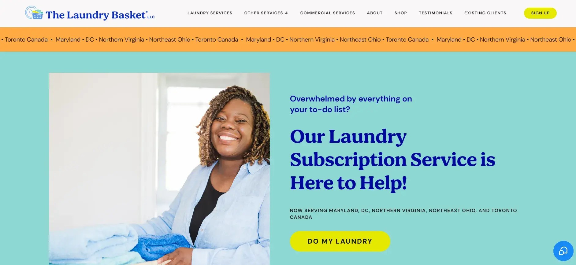 screenshot of The Laundry Basket LLCs homepage, a company using AI to improve customer loyalty.