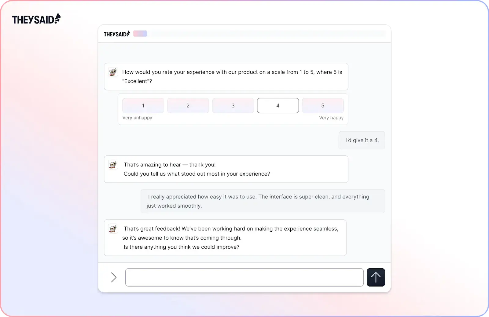 theysaid comes with ai csm capabilities in the form of ai-powered surveys and interviews