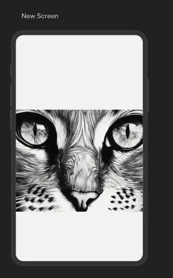 uizard’s ai-generated cat illustration created from the hand-drawn sketch, displayed on a mobile prototype screen as part of an ai for ui design workflow