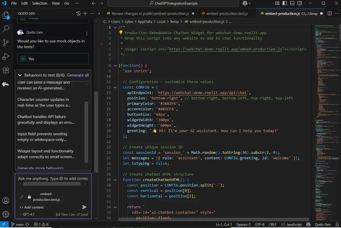 qodo ai code assistant, ai for website development