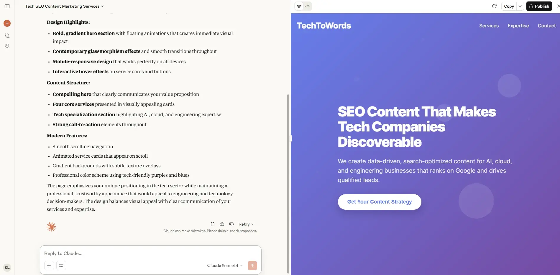 claude sonnet web builder, ai for website development