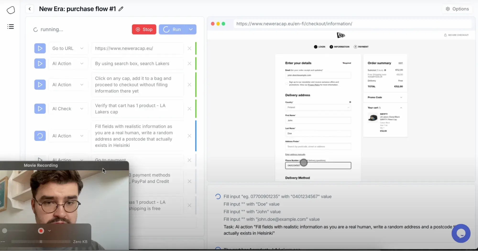 ai for website performance monitoring: flowtest.ai screenshot of founder demo