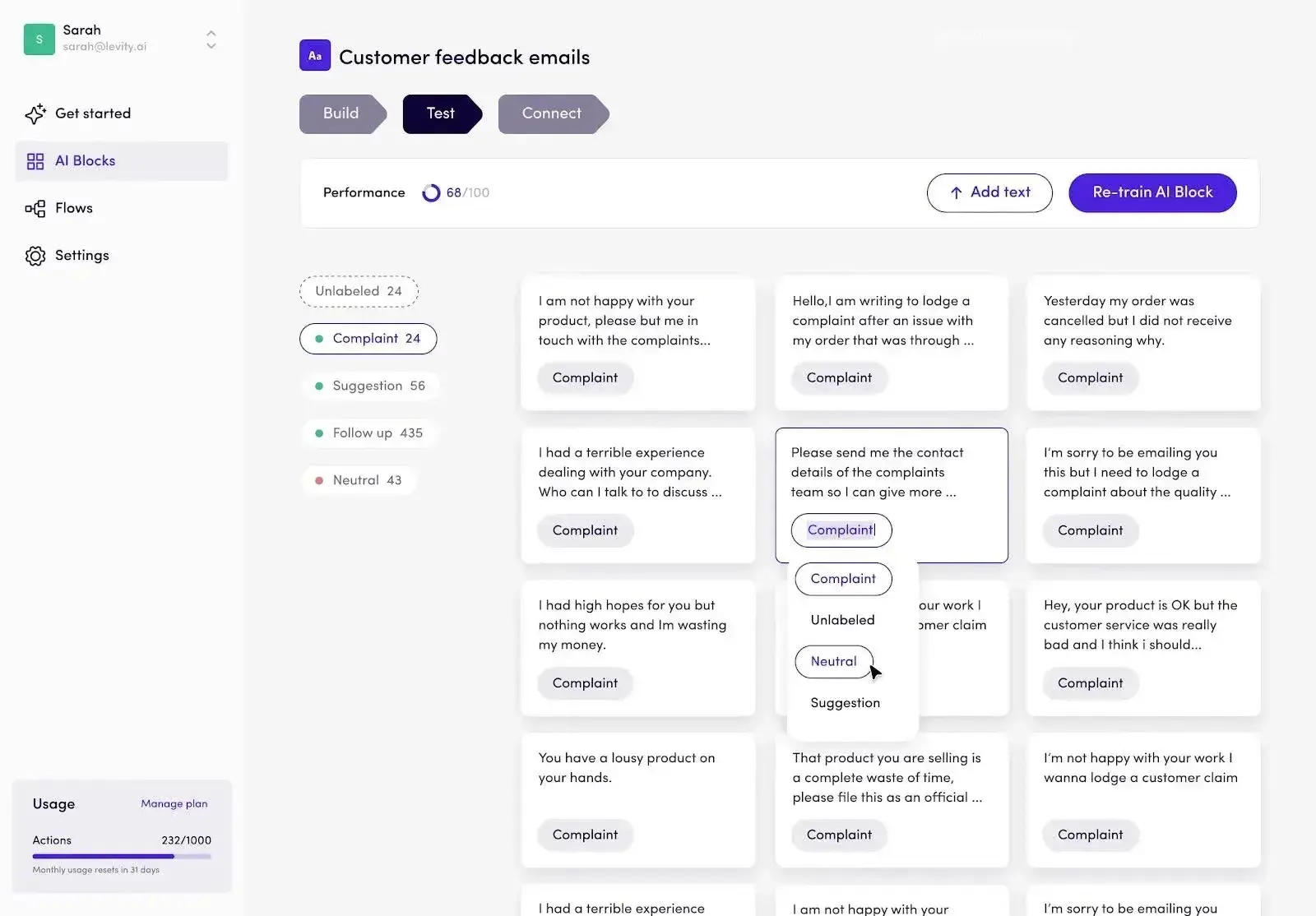 ai email marketing tools, levity