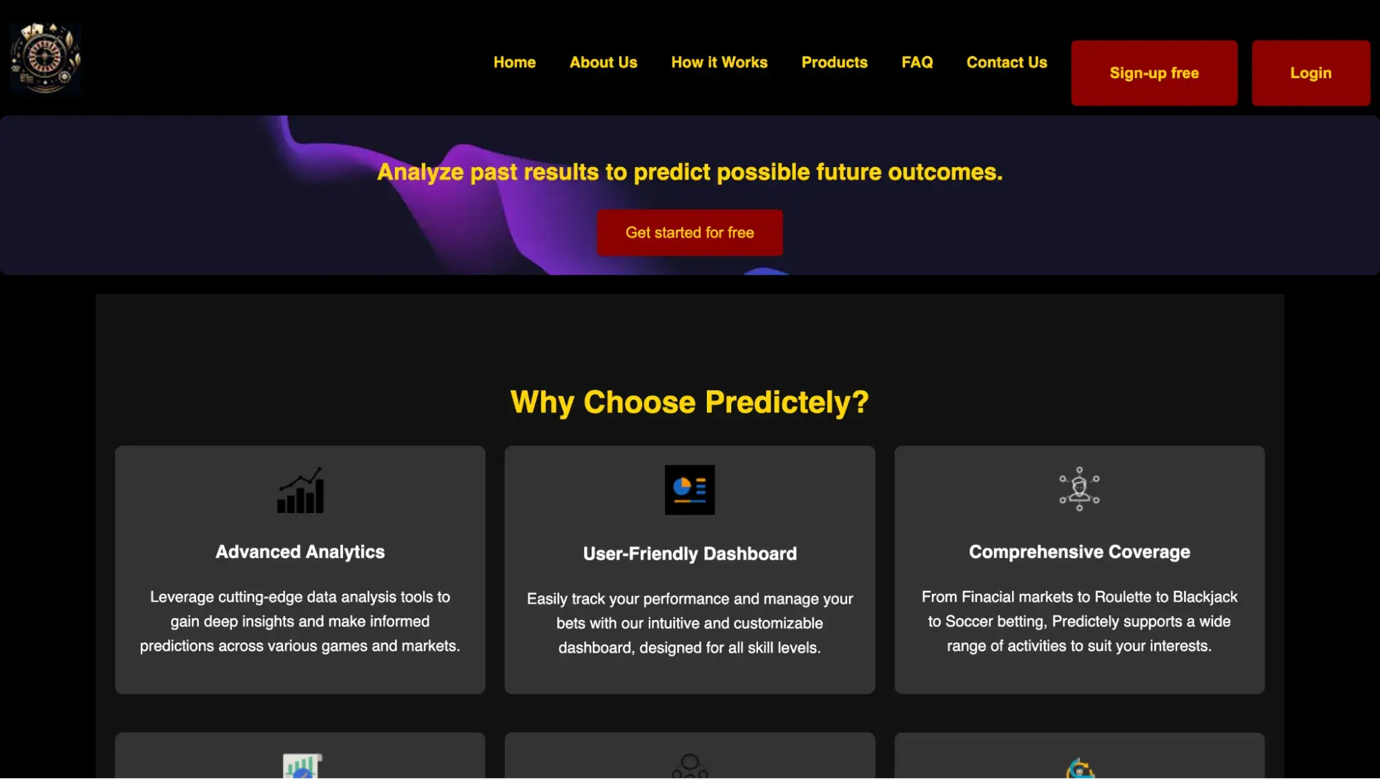 screenshot of predictelys homepage