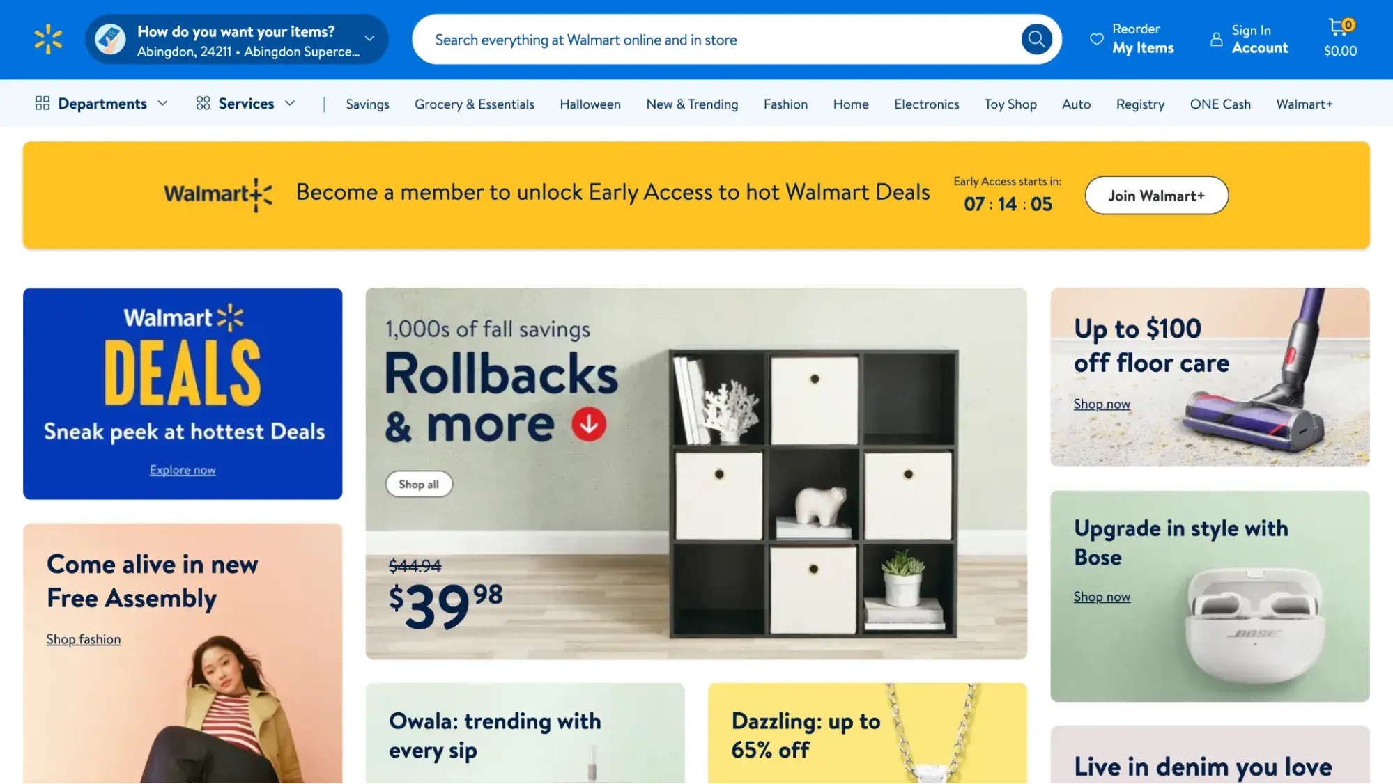 screenshot of walmarts homepage