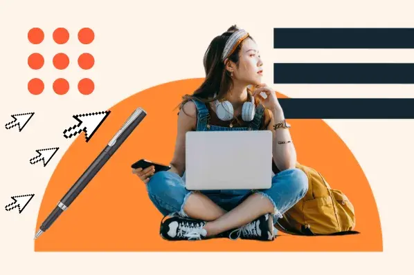 woman looks up information on a ai knowledge base