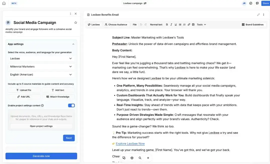 AI marketing bots, Jasper