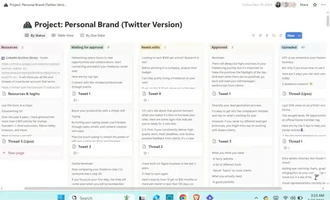 notion kanban view, social media management through notion