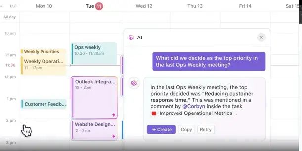 ai scheduling assistants, clickup