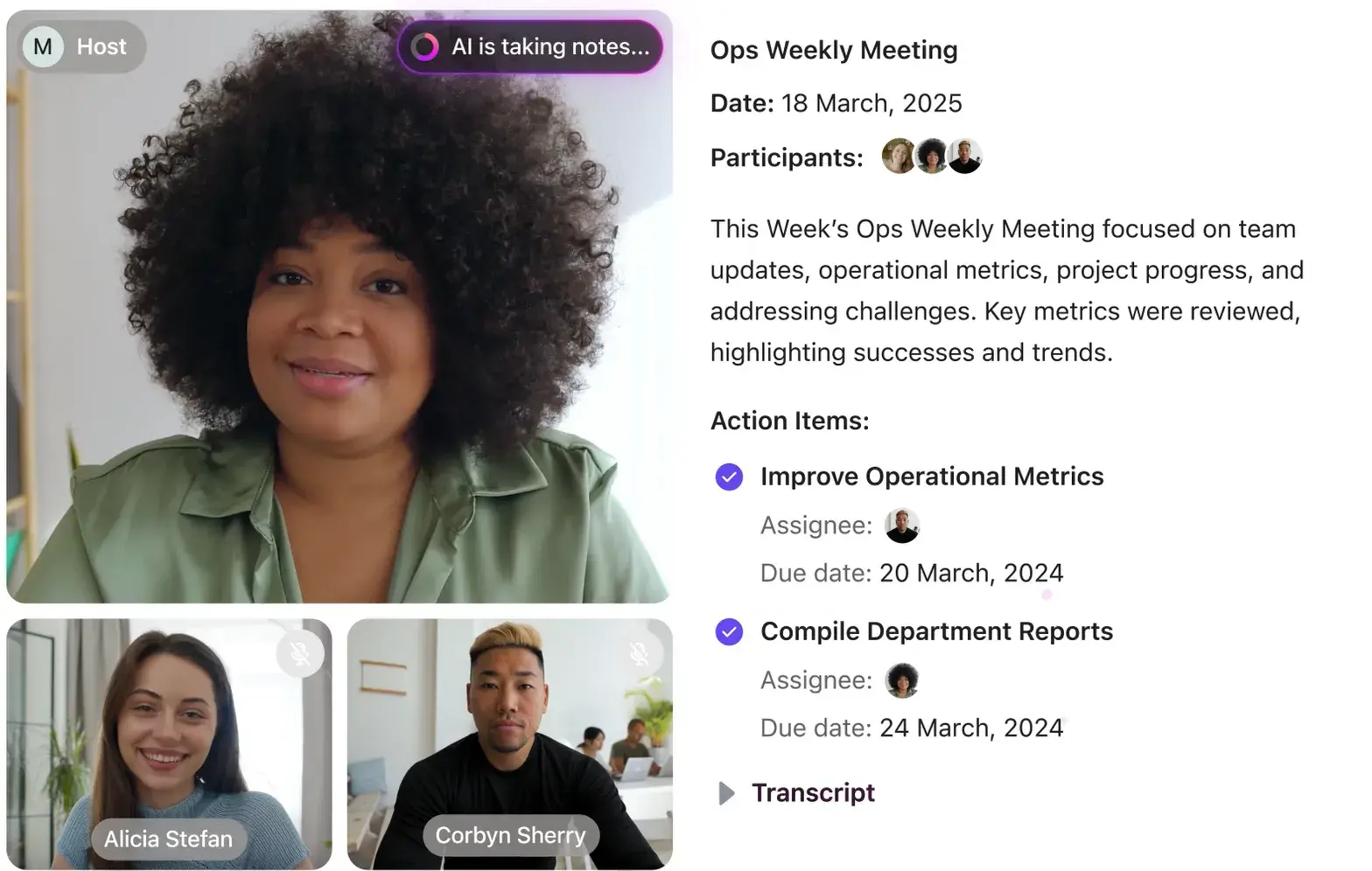 ai scheduling assistants, clickup transcript