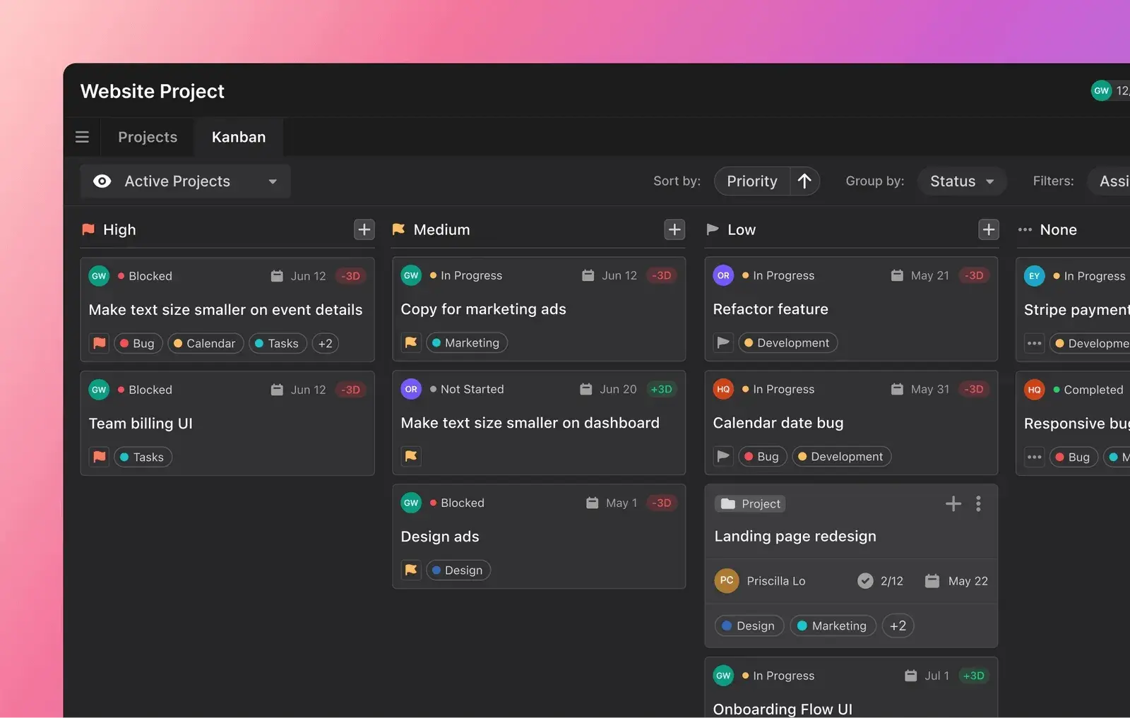 Screenshot shows Motions project management that uses AI.