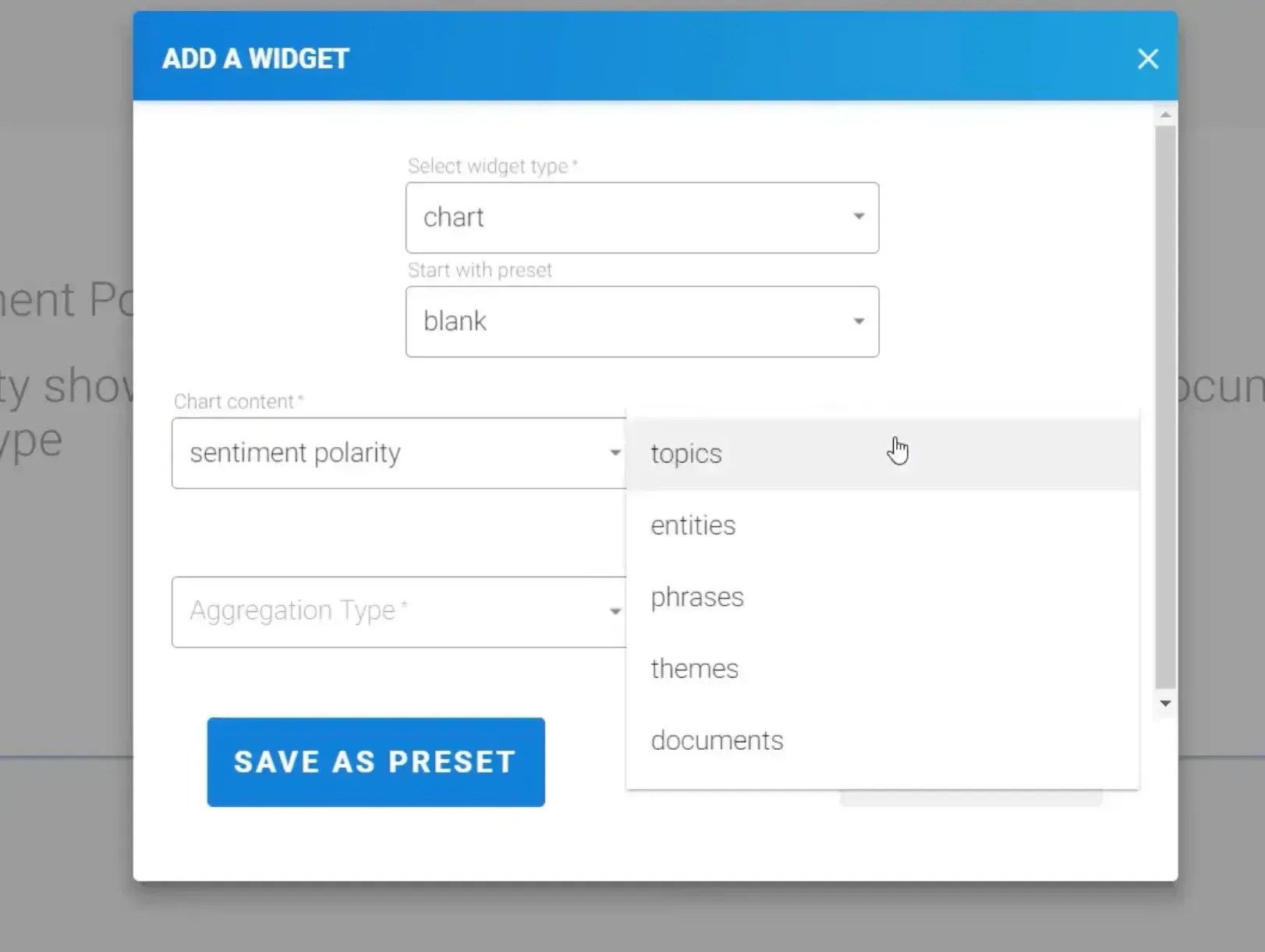 Screenshot of the market research instrument of Lexalytics Ai