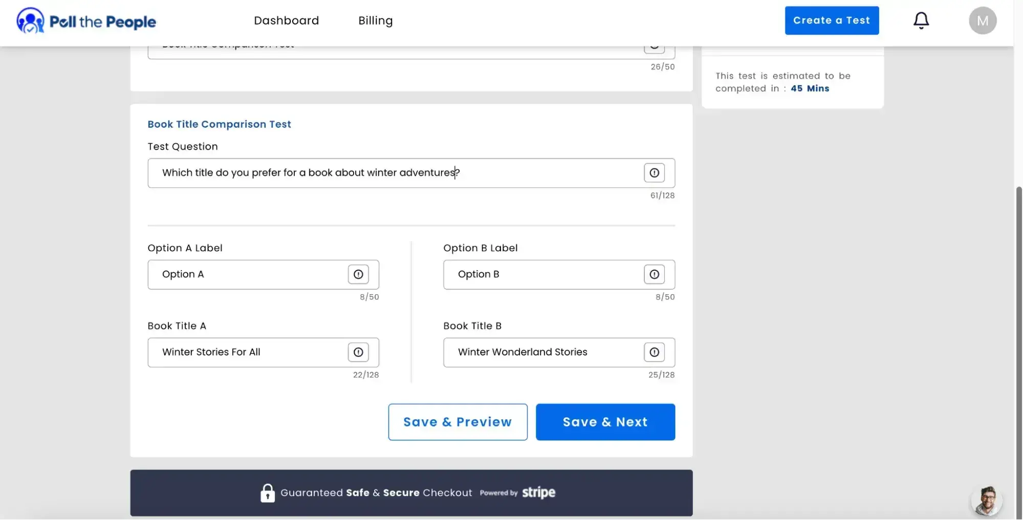 Screenshot of the setup in the survey the People Ai Market Research Tool