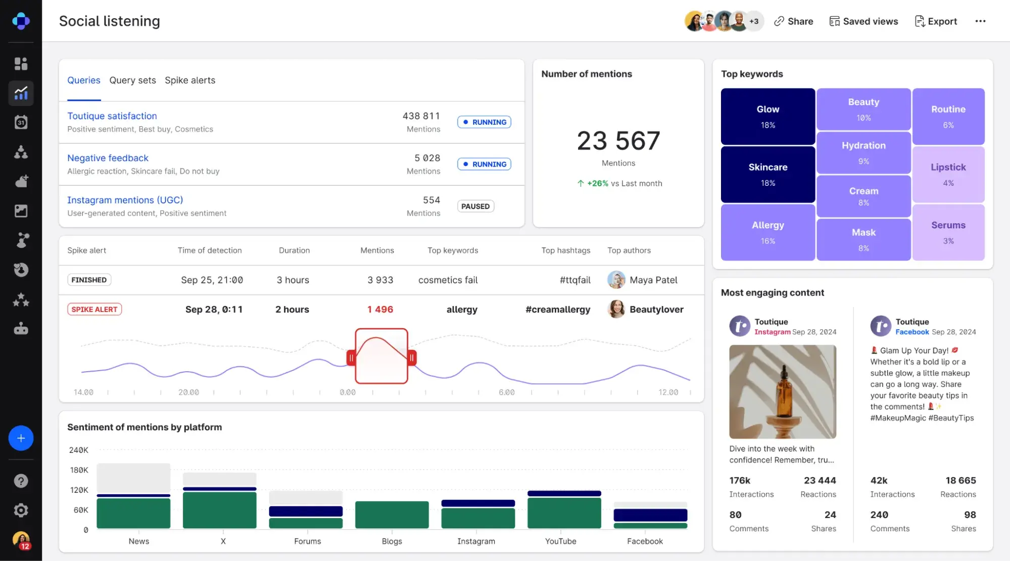 a screenshot of emplifi's user interface and ai assistant tool