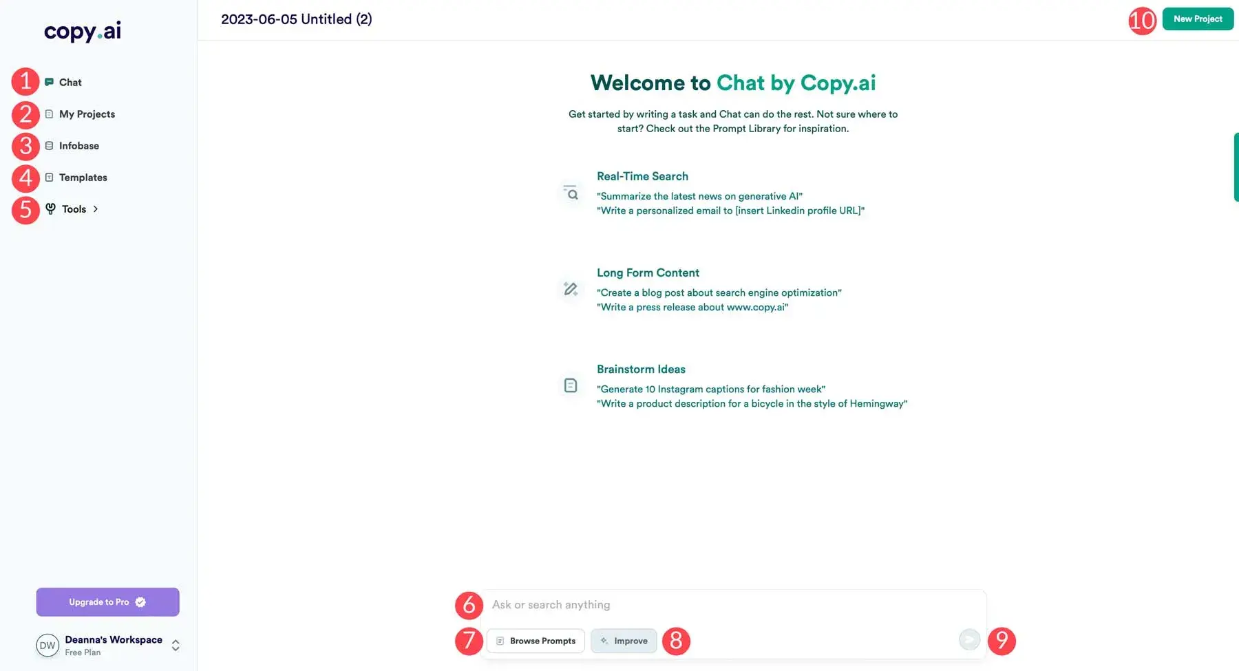 a screenshot of copy.ais user interface and ai assistant tool