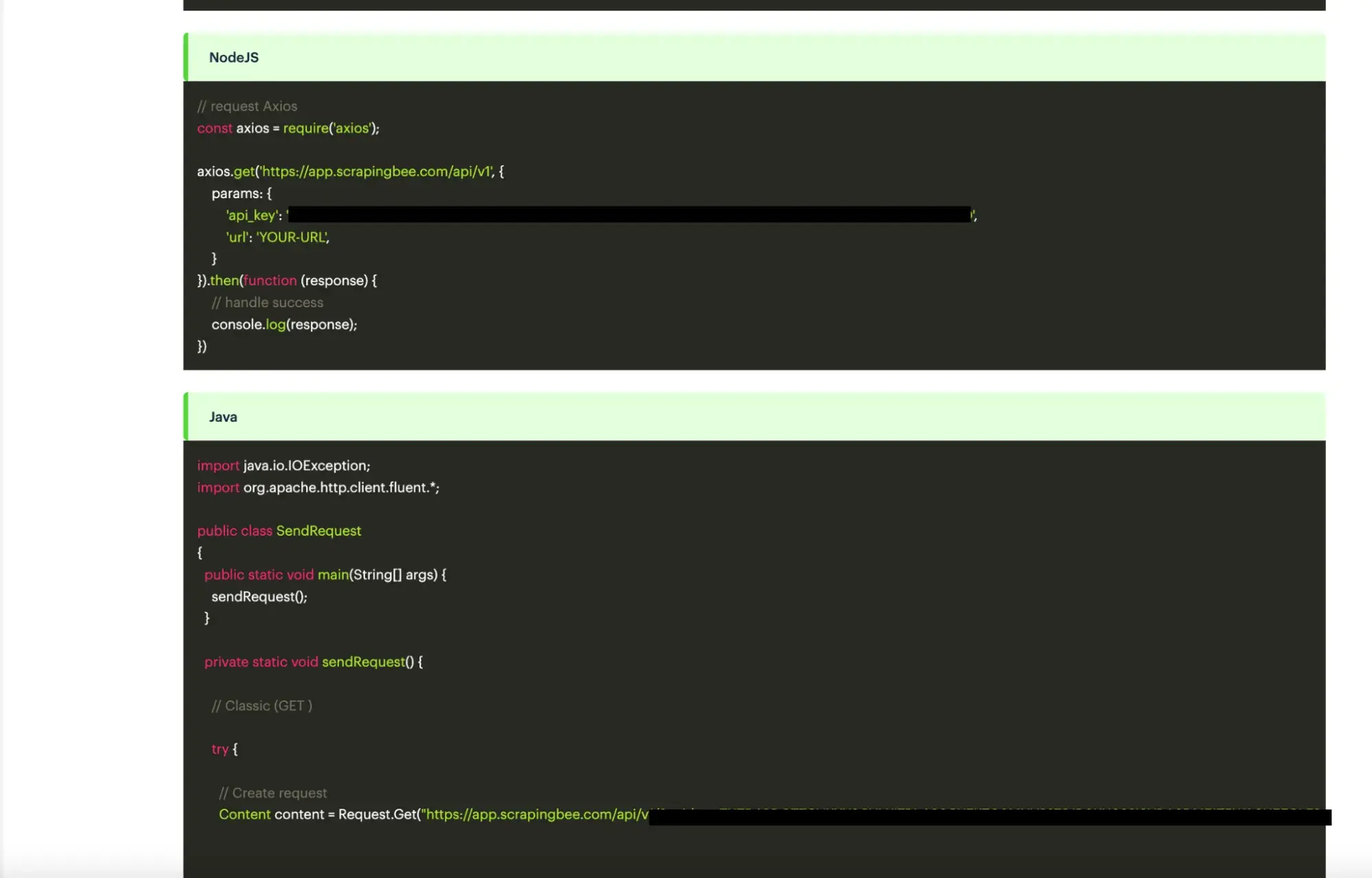 ai web scraping, coding interface from scraping bee