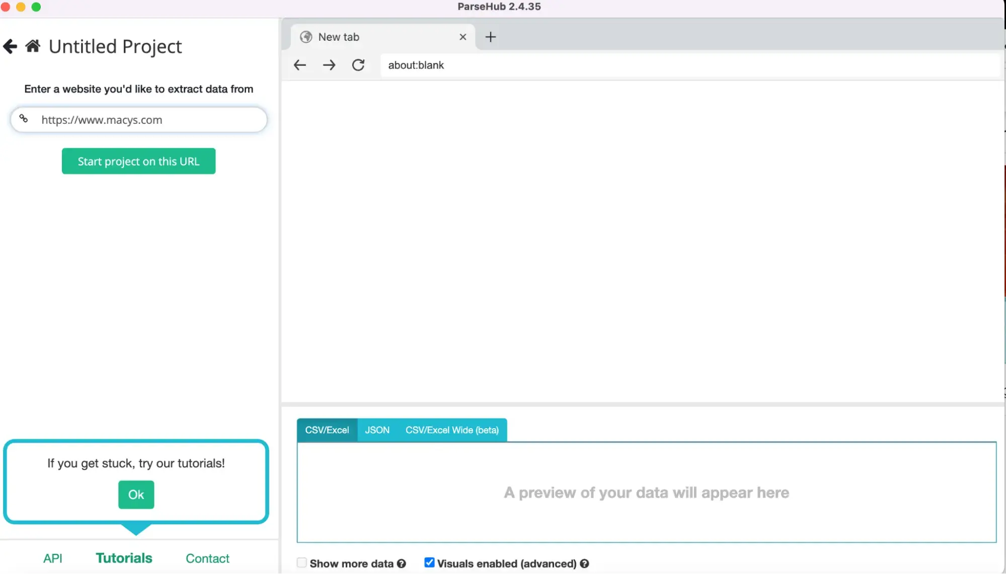 ai web scraping interface from parsehub