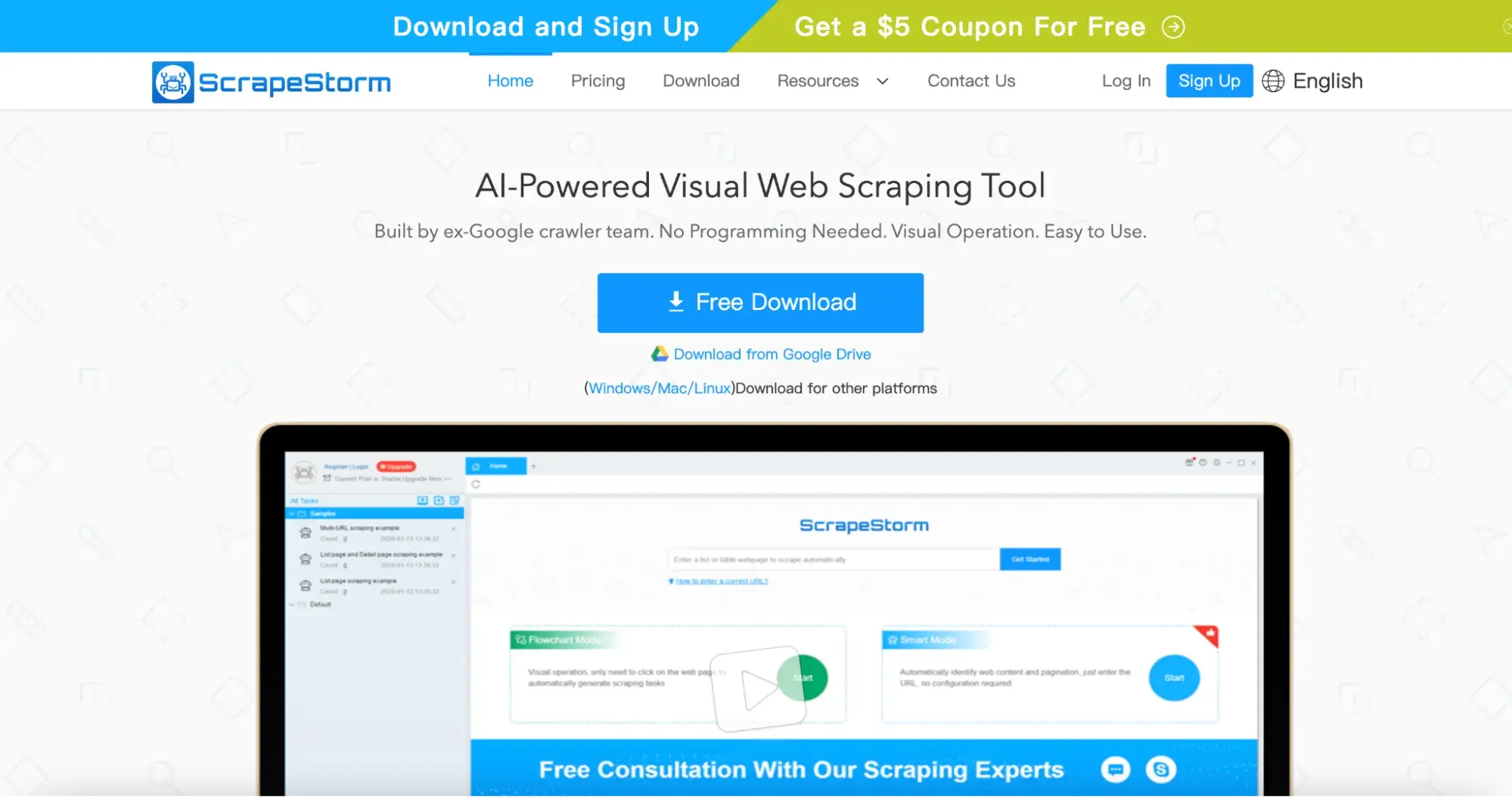 ai web scraping tool scrapestorm homepage