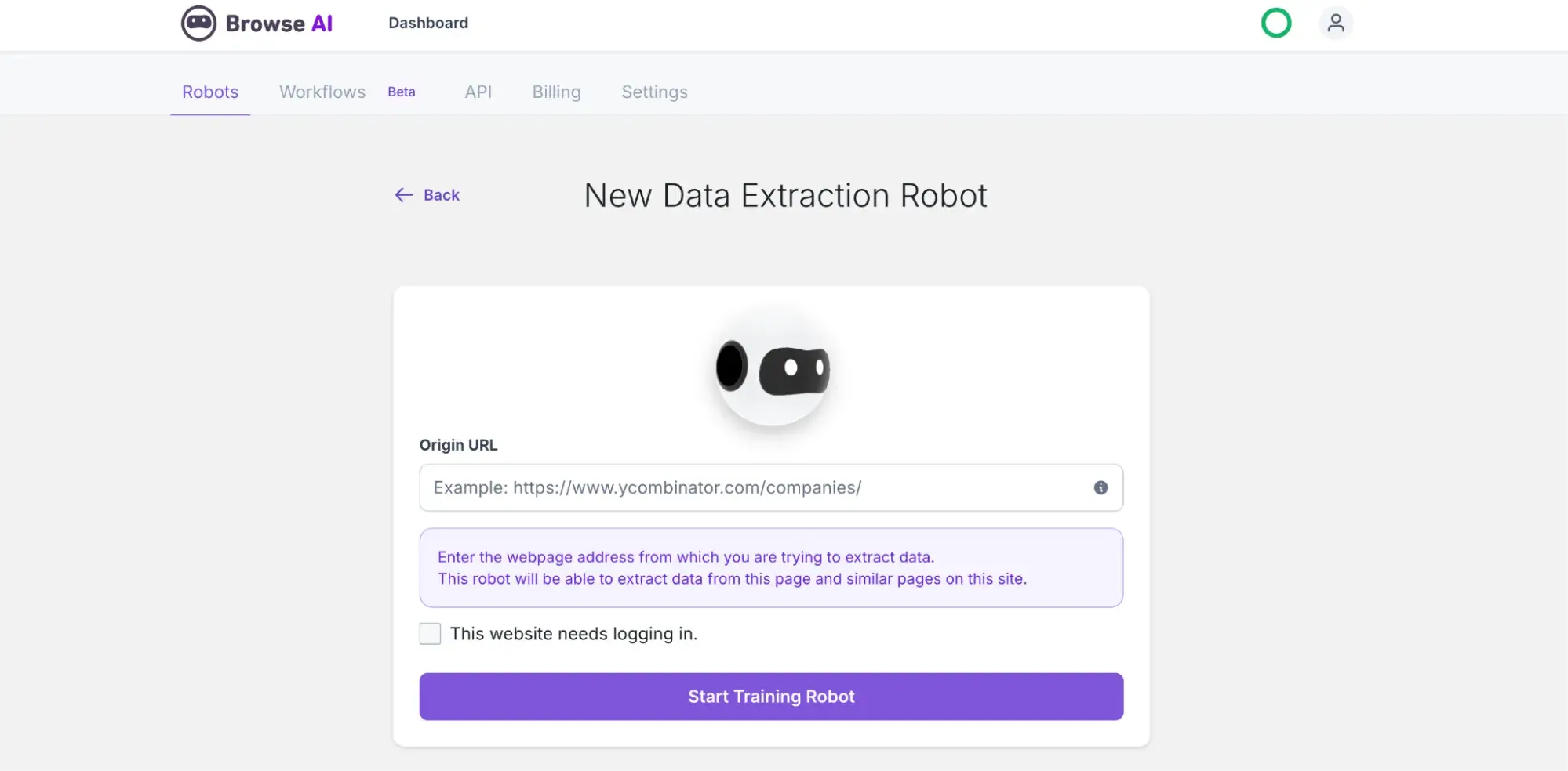 ai web scraping data extraction robots from browseAI