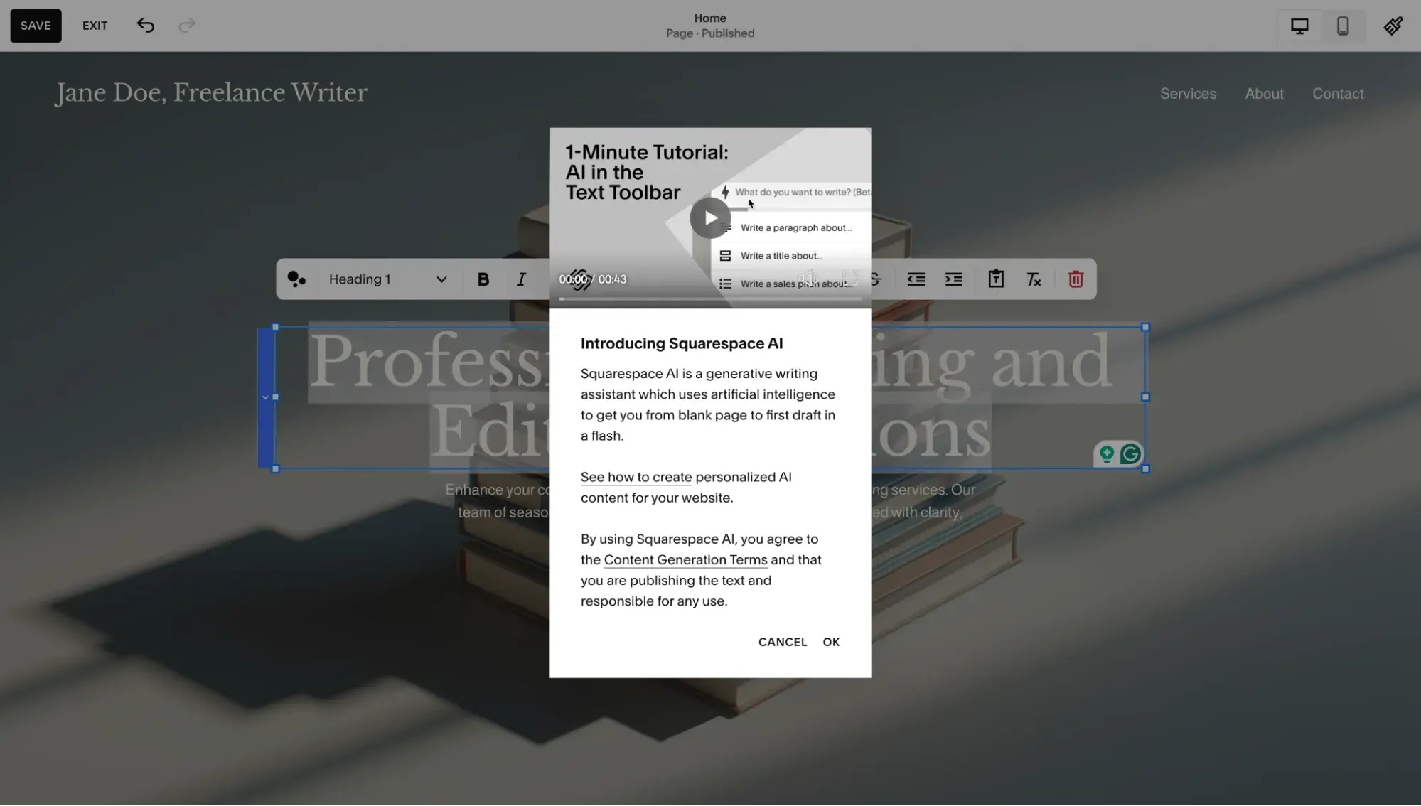 ai website builder: squarespace ai