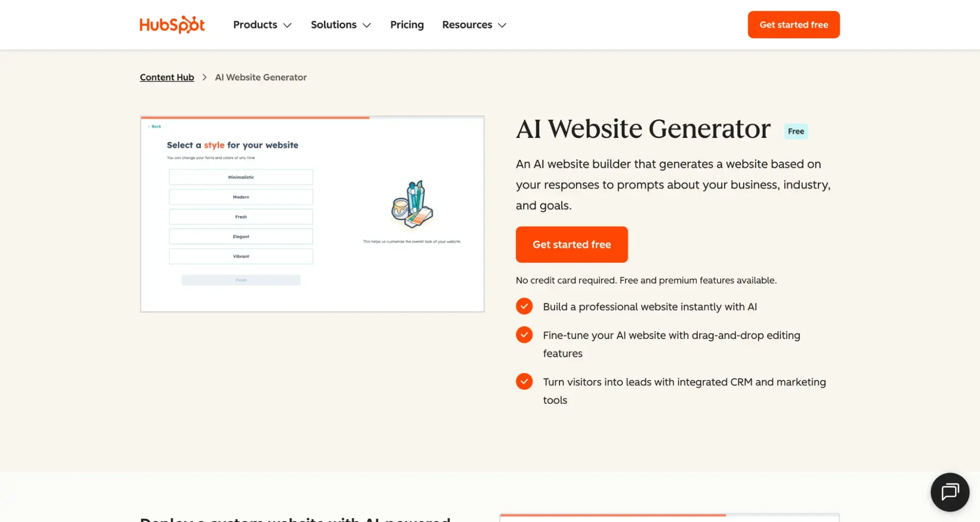 ai website builder: hubspot ai website generator