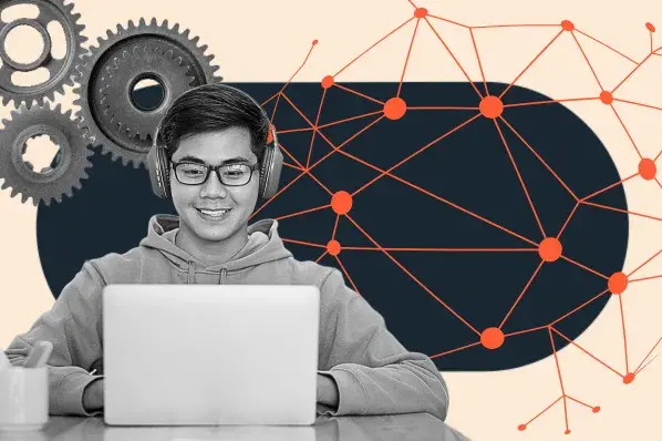 person doing ai website optimization on a laptop