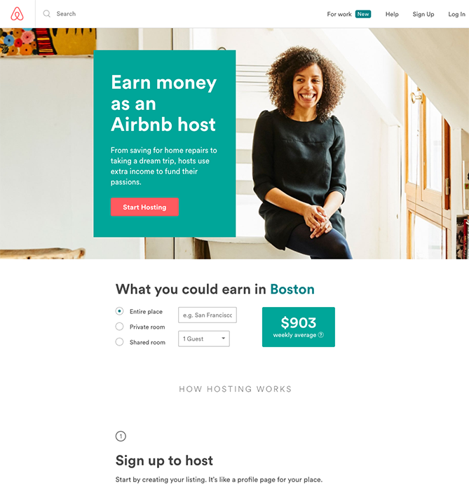 Landing page de cadastro do Airbnb