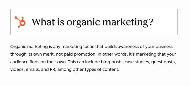 answer engine optimization best practices; Definition card showing answer engine optimization best practices through organic marketing example