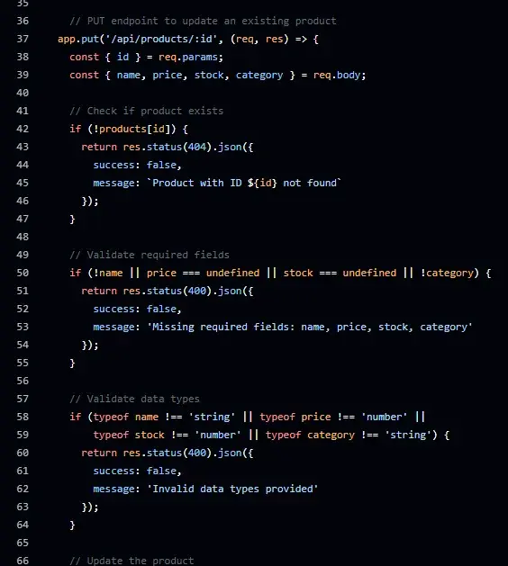 updating a rest api endpoint with put method, api architecture