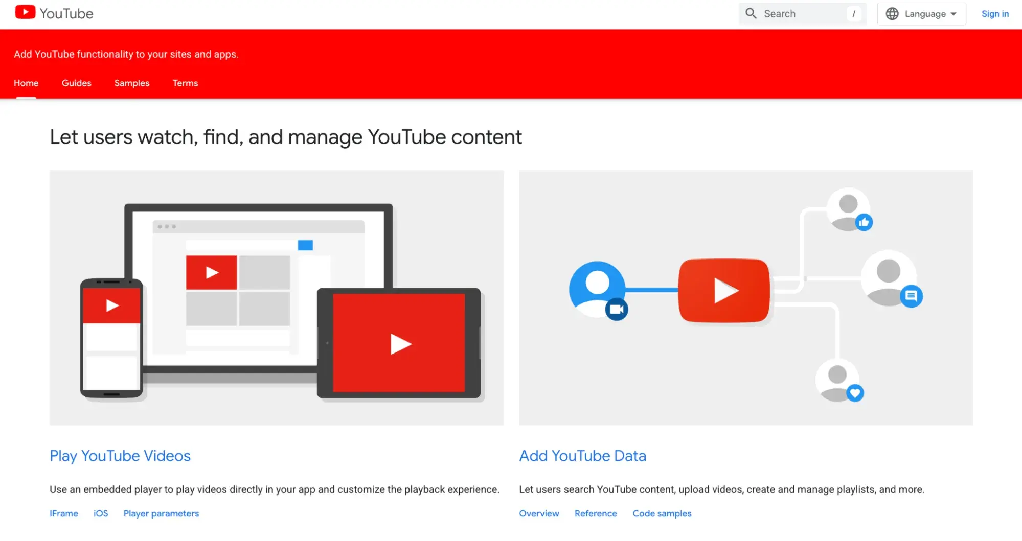 how to use apis, youtube api homepage