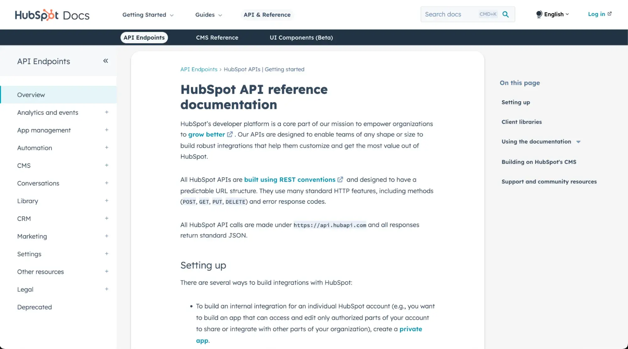 open source apis, hubspot api docs