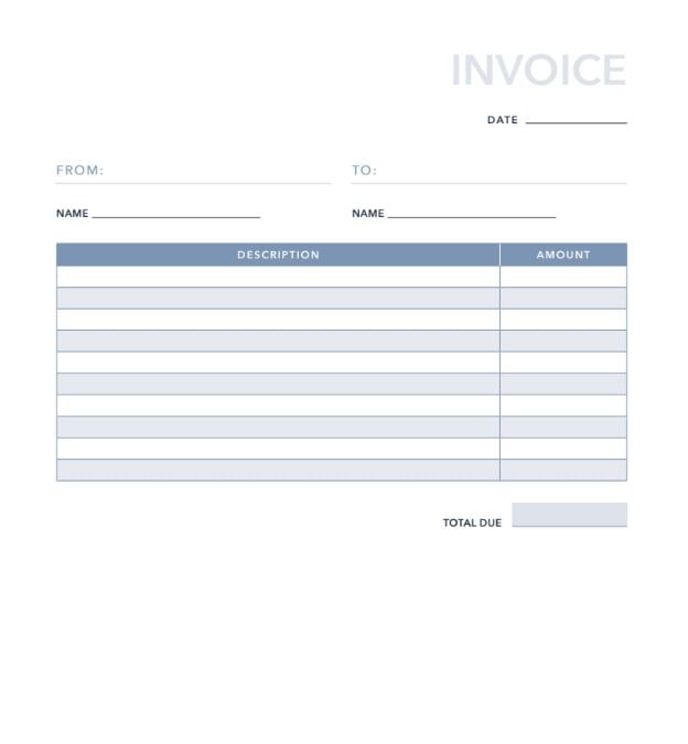 Basic invoice Template Excel