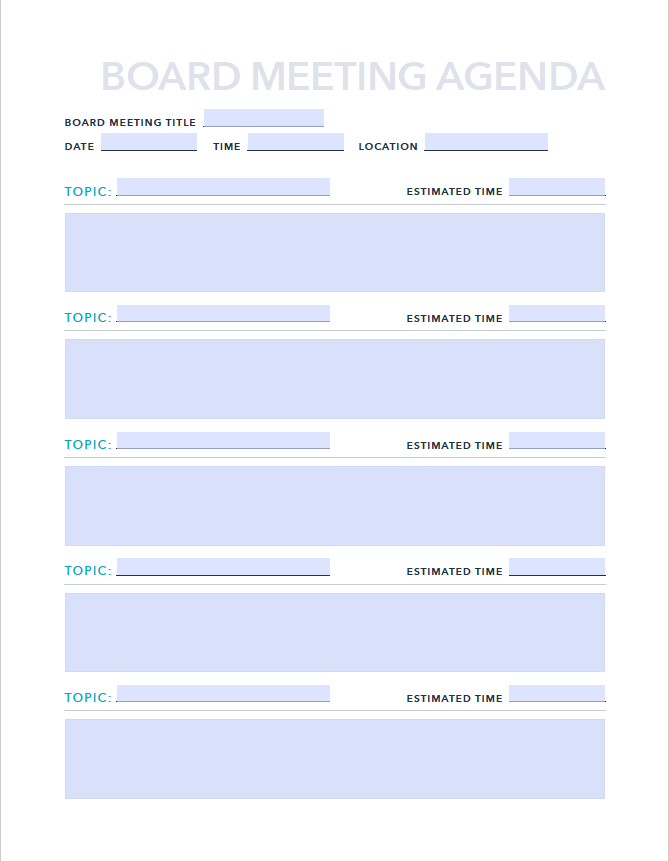 excel agenda template