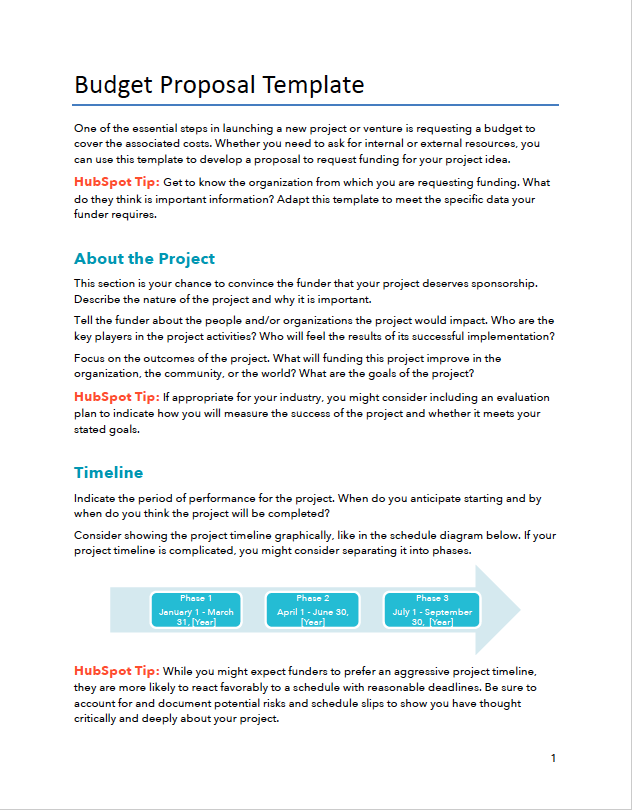 Budget Proposal Template For Word