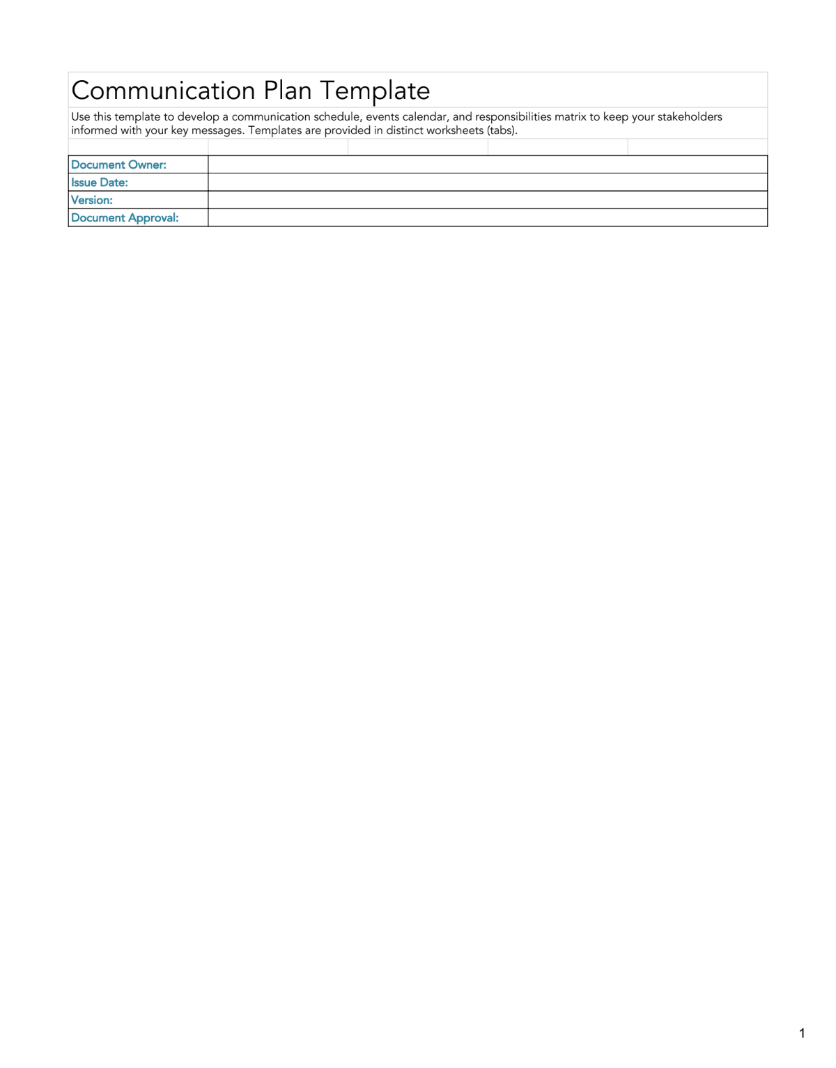 business plan sheet template