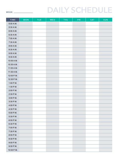 Daily Routine Format Excel